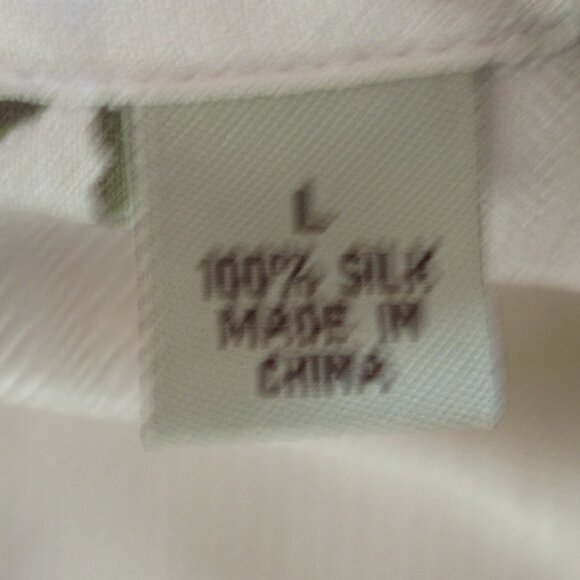 Tommy Bahama Mens Sz Large Leaf Print Tropical Silk Shirt - Picture 4 of 13